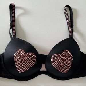 Victoria’s Secret Pink Push Up Heartbreaker Bra With Pink Rhinestones